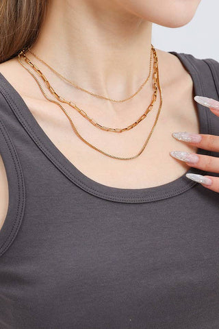 18K Stainless Steel Gold Layered Necklace