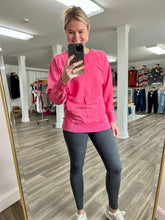 Load image into Gallery viewer, Acid Wash French Terry Pullover in Fuchsia
