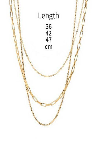 18K Stainless Steel Gold Layered Necklace