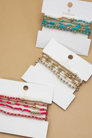 Multi Layer Ball Chain Beaded Bracelet Set
