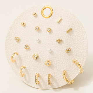 Pearl & Gem Assorted Stud & Hoop Earrings Set