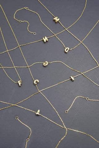Mini Bubble Initial Gold Necklace