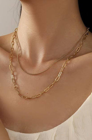 Titanium Steel Layered Chain Gold Necklace