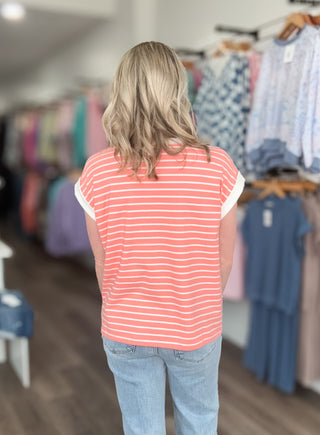 Striped Rolled Short Sleeve Tee