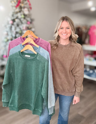 Maci Acid Washed Long Sleeved Pullover