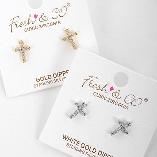 Gold-Dipped Cross Earrings
