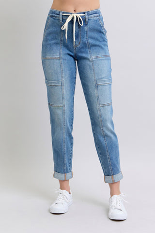 Judy Blue Clayton High Rise Cuffed Cargo Denim Jogger