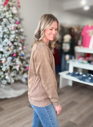 Maci Acid Washed Long Sleeved Pullover Plus