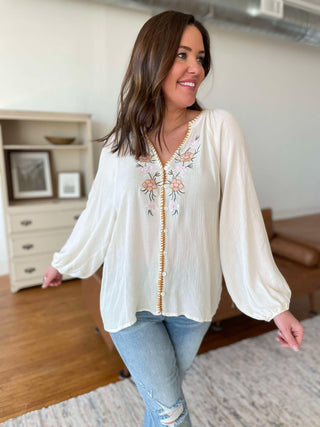 PREORDER: Flowers From Verona Floral Embroidered Top