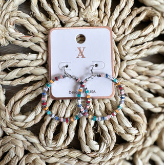 Colored Beaded Circle Earrings in Gold & Silver