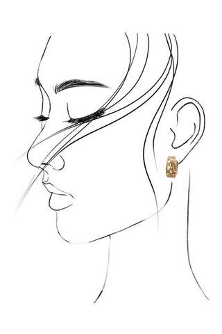Mini Cutout Checker Hoop Huggie Earrings