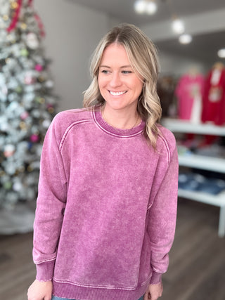 Maci Acid Washed Long Sleeved Pullover