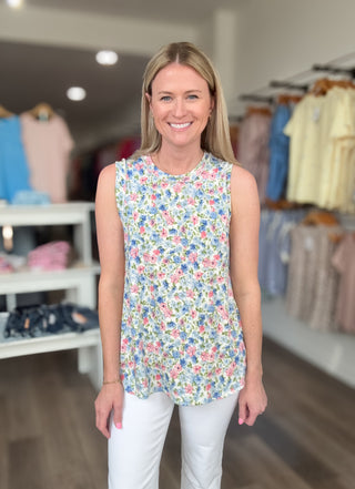 Fun & Floral Ribbed Knit Tank Top