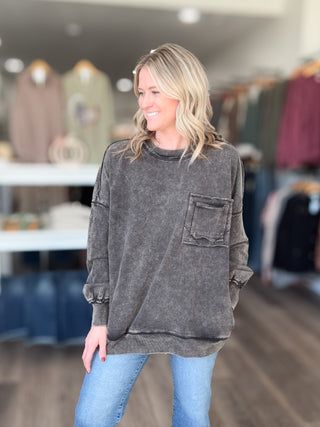 Best Days Acid Washed Front Pocket Pullover Plus