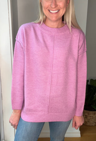 Garment Dyed Front Seam Sweater in Heather Mauve