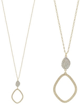 Gold Chain & Pave Rhinestone Necklace