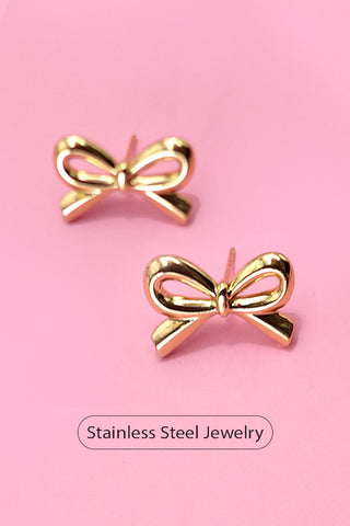 18K Stainless Steel Bow Stud Earrings