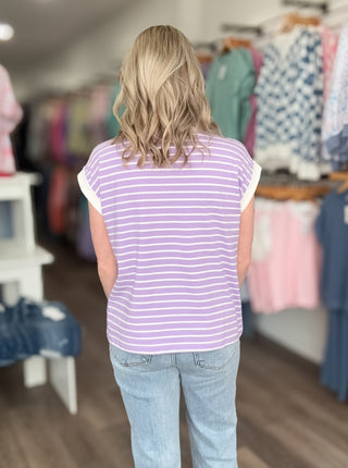 Striped Rolled Short Sleeve Tee