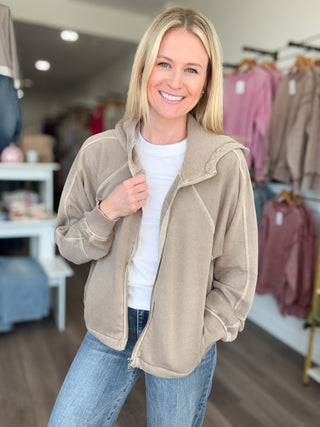 Off Duty Mineral Washed Zip Up Hoodie