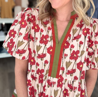 Autumn Floral Bubble Sleeved Dress Entro Brand