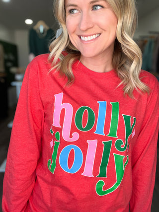 Red Holly Jolly Longsleeve Tee