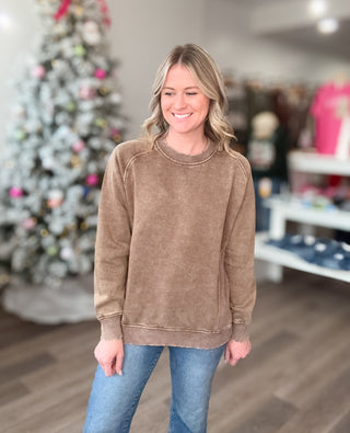 Maci Acid Washed Long Sleeved Pullover Plus