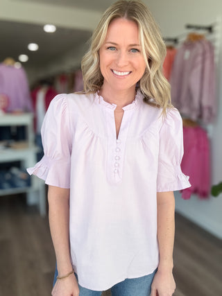 Lilac Smocked Short Sleeved Top