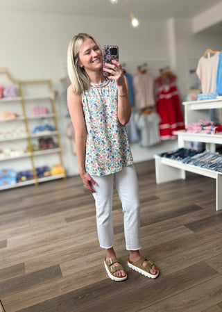 Fun & Floral Ribbed Knit Tank Top