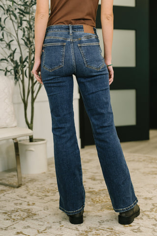 Judy Blue Casey Mid Rise Bootcut with Cell Phone Back Pocket & Slit