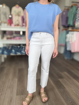 Coastal High Rise White Cropped Jeans