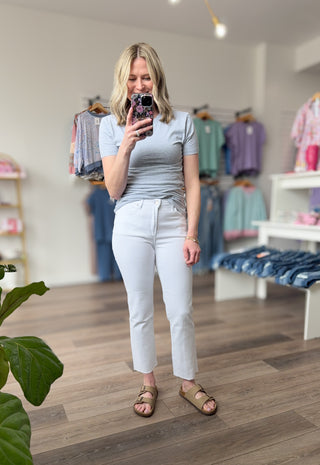 Coastal High Rise White Cropped Jeans