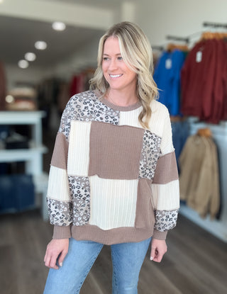 Cable Knit Leopard Long Sleeved Top