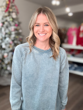 Maci Acid Washed Long Sleeved Pullover