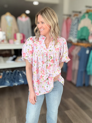 Lilac & Pink Floral Blouse