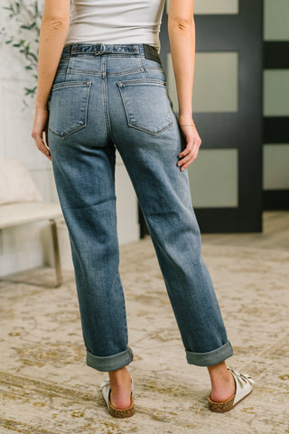 Judy Blue Doris Mid Rise Boyfriend with Adjustable Back Tab