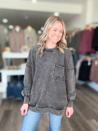 Best Days Acid Washed Front Pocket Pullover Plus