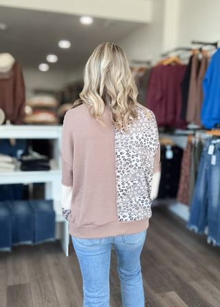 Cable Knit Leopard Long Sleeved Top