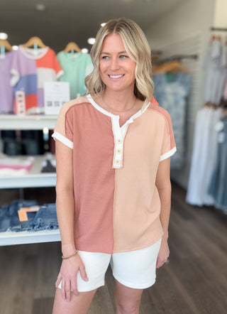 Stacey Color Block Short Sleeved Top