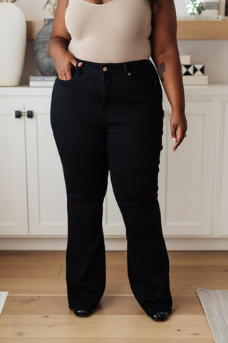 Judy Blue Etta High Rise Control Top Flare Jeans in Black