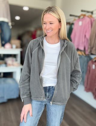 Off Duty Mineral Washed Zip Up Hoodie