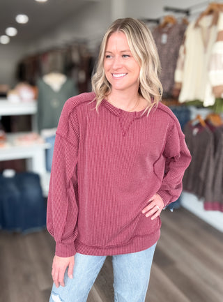 Sophie Relaxed Ribbed Long Sleeved Top