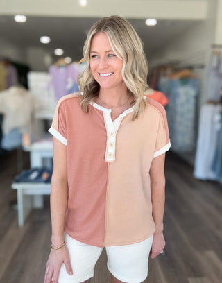 Stacey Color Block Short Sleeved Top