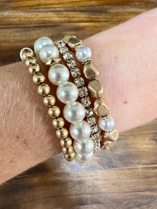 Pearls & Bling Stretch Bracelet Set