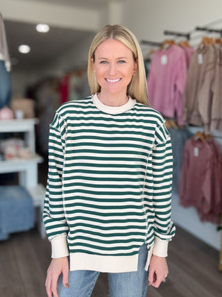 Simply Striped Fleece Pullover