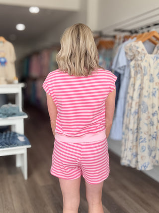 Pink Striped Shorts Matching Set