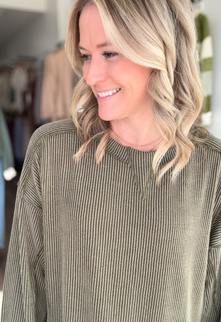 Sophie Relaxed Ribbed Long Sleeved Top