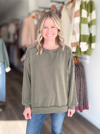 Sophie Relaxed Ribbed Long Sleeved Top
