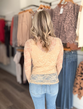 Oh So Cute Mesh Lace Long Sleeved Layering Top