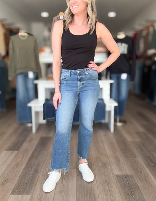 Audrey High Rise Raw Hem Jeans
