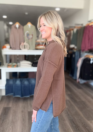 Henley Buttoned Long Sleeved Sweater